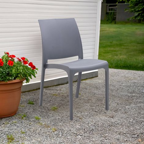 Dmora - Gartenstuhl Miranda, Gartensitz, Outdoor-Stuhl, Outdoor-Sessel, Made in Italy, 54x46 h80 cm, Grau (1/3)