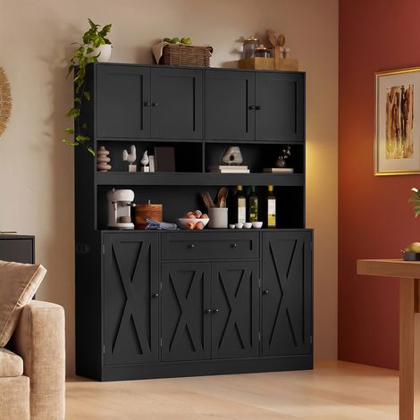 Vitrine en verre 60 x 35 x 140 cm en MDF blanc, 2 tiroirs pour chambre d'enfant - CHICFURN (1/5)