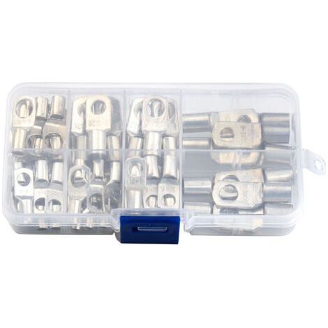 QORVA-Anschlusskasten, 60 Stück, robuste Kabel-Ringkabelschuhe mit geschlossenem Ende, Kupferdraht-Ösen, Sortiment in Box-Ausführung, Silber (1/5)