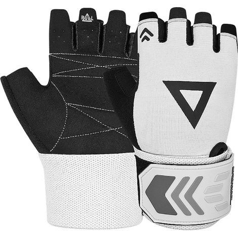 (Blanc, taille XL) Gants d'haltérophilie avec sangle de maintien au poignet, respirants et antidérapants, adaptés à l'entraînement physique. (1/5)