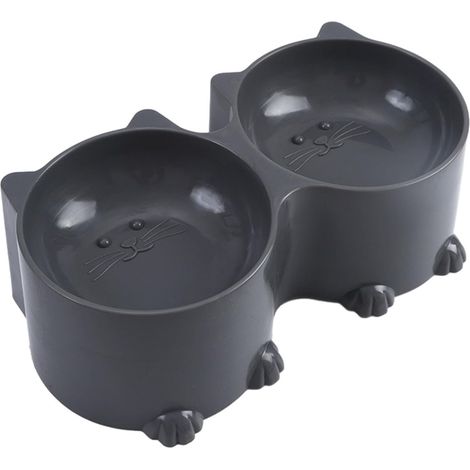 Gamelles doubles pour chien et chat - Design chat - Écuelles surélevées pour chats - Gamelles inclinées et surélevées pour chats et petits chiens (1/5)