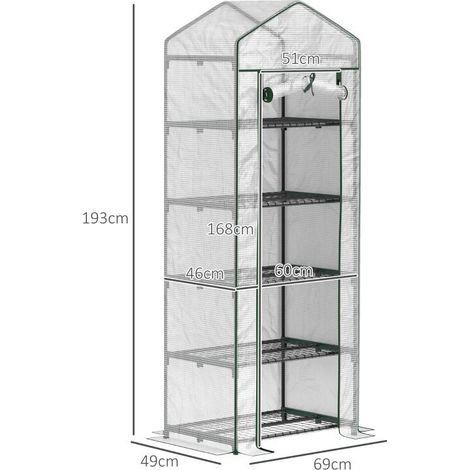 Serre balcon 5 niveaux blanche 0,69x0,49x1,93m acier bâche amovible PE (1/5)