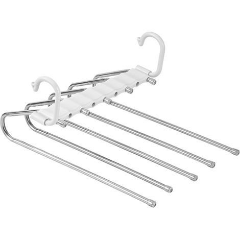 Cintres standards pour costumes, lot de cintres robustes en acier inoxydable pour vêtements, pantalons, robes, jupes, vestes (cintres à pantalons à 5 niveaux) (1/5)