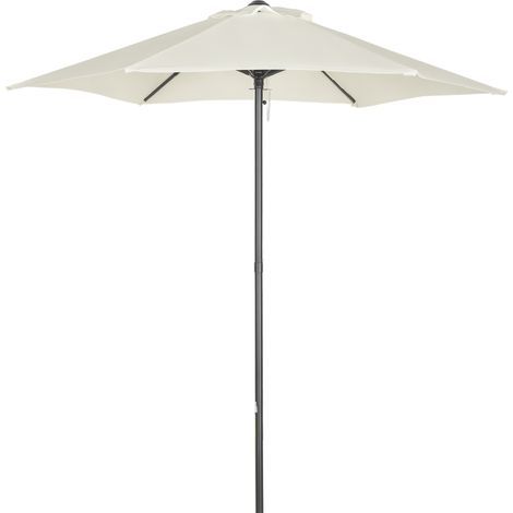 Ombrellone da giardino rotondo Ø 2 m, palo in alluminio, 6 stecche metalliche e tessuto beige (1/5)