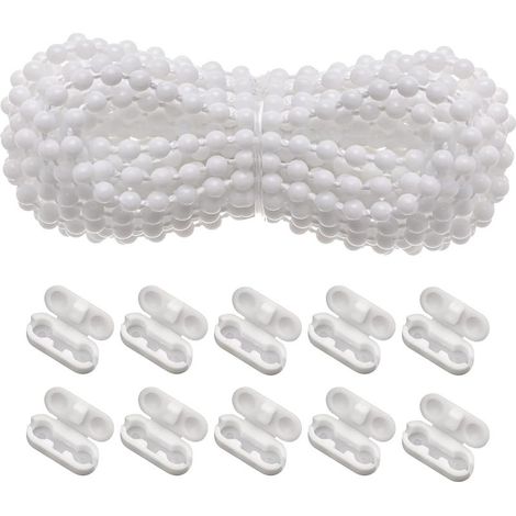 10 M Chainette Store Enrouleur, Chaîne de Rechange pour Store Enrouleur, Cordon de Chaîne à Perles avec 10 Pièce Connecteurs pour Stores Verticaux (1/5)