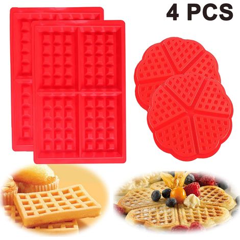 molde para gofres de silicona apta para uso alimentario, antiadherente, resistente de -40 °C a 230 °C, apto para microondas y lavavajillas, para repostería casera. (1/5)