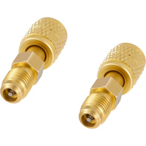 Lot de 2 adaptateurs laiton pour fluide frigorigène R32 R454B, raccord 1/4" SAE femelle vers 1/4" SAE mâle filetage gauche (1/4)