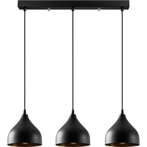 Schwarze Metallpendelleuchte mit 3 Glühbirnen LOUISE