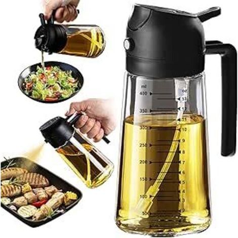 Lot de 2 Pulvérisateur d'huile 2 en 470ml ml flacon pulvérisateur d'huile de cuisine, bouteille d'huile et pulvérisateur, spray d'huile d'olive, distributeur de vinaigre, cuisson, grillade, salade