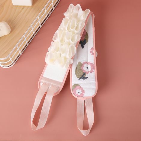Lot de 2 éponges de bain et de douche, éponges exfoliantes 2 en 1, gants de bain en luffa avec dragonne élastique pour femmes, hommes et enfants, salle de bain (1/5)