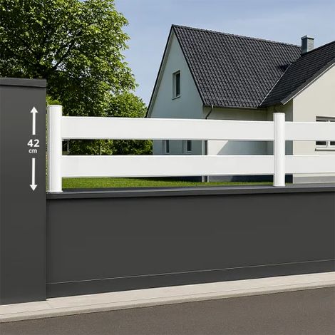 Module de clôture PVC blanc ajouré H 42 x L 150 cm 2 lisses horizontales