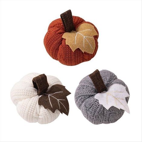 Citrouilles décoratives suspendues - WINLLINEE - Lot de 6 - Tissu + coton PP - Avec corde de suspension (1/5)