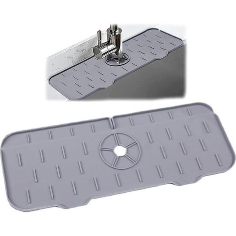 - Paraspruzzi in silicone per lavabo con maniglia del rubinetto - Vaschetta raccogligocce - Protezione per il piano del bagno (1/5)