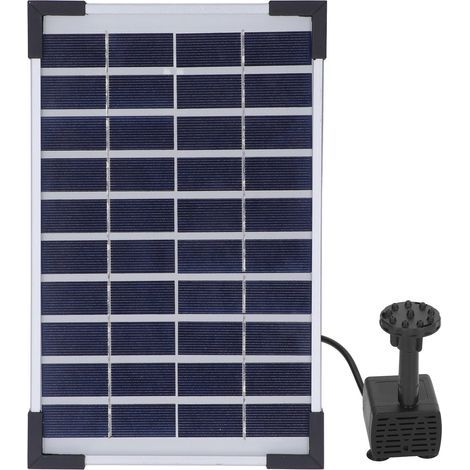 Kit de pompe à eau solaire 5 W, hauteur de 75 cm, profondeur de refoulement de 180 cm, pompe de fontaine solaire efficace avec 6 buses pour jardin extérieur, 10 V CC (1/5)