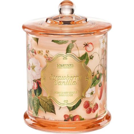 Duftkerze Erdbeere & Vanille im Glas, Sojawachs, 500g, 60+ Stunden Brenndauer