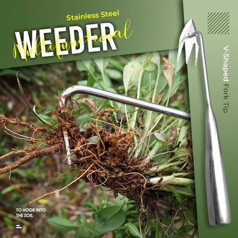 Multifunktionaler, handgeführter Rasenmäher aus Edelstahl, aufrechter Rasenmäher mit langem Griff, leichter V-förmiger Handrasenmäher, geeignet für Rasenflächen, Gärten, Terrassen und Eisenflächen (1/3)