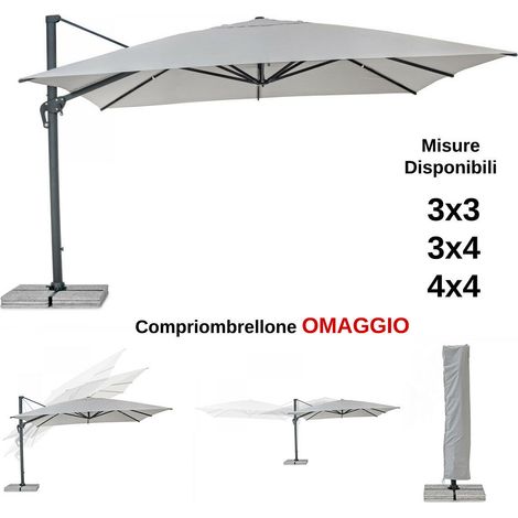 OMBRELLONE BRACCIO INES 3X4 ANTRACITE TELO GRIGIO CHIARO (1/10)