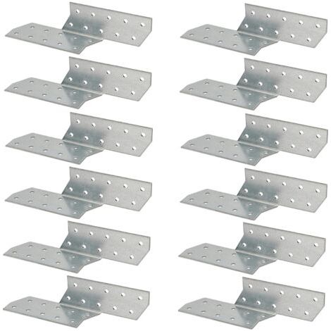 Lot de 12 équerres de fixation en acier galvanisé 170 x 40 mm – Pour constructions bois – Résistance au vent – Montage rapide-NANOTEH (1/5)