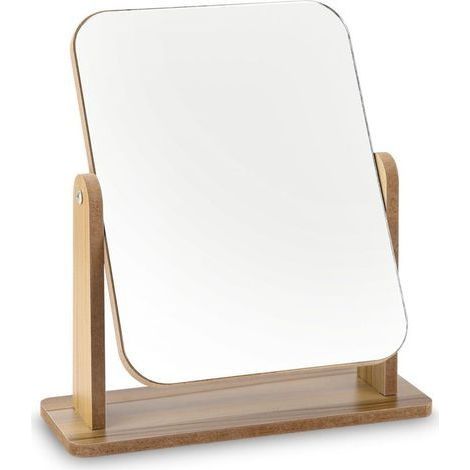 Miroir de Bureau en Bois Petit Miroir sur Pied 25 X 22CM Miroir de Table Rotatif à 360 Degrés Miroir a Poser Haut Miroir avec Support Détachable, Convient pour la Chambre, la Salle de Bain, Le Bureau (1/5)