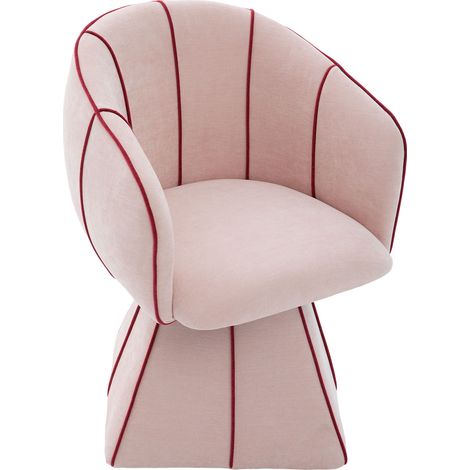 Drehbarer rosa Chenille-Sessel mit hoher ergonomischer Rückenlehne 56x54x74,5 cm MODENUIT (1/5)