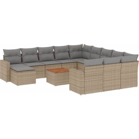 Maison Exclusive - 13-tlg. Garten-Sofagarnitur mit Kissen Beige P