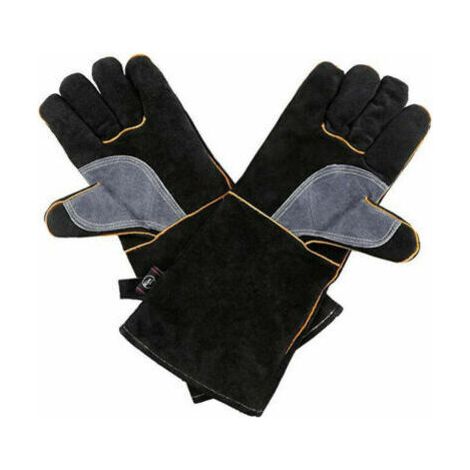 Gants de soudage en peau de vache, gants résistants à l'usure, isolants thermiques et résistants aux hautes températures, gants de barbecue en plein air, 14 pouces (1/4)