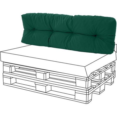 Gardenista - Cojines de respaldo con mechones para muebles de jardín, 120x48x10 cm resistentes al agua, para muebles de palets de exterior - Verde (cojines de respaldo largos) (1/5)