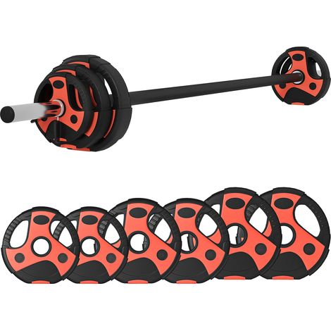 sportnow 20kg Adjustable Barbell Set, Weight Set, Free Body Pump Bar and Weights, Weights Lifting Exercise for Home Gym (1/4)