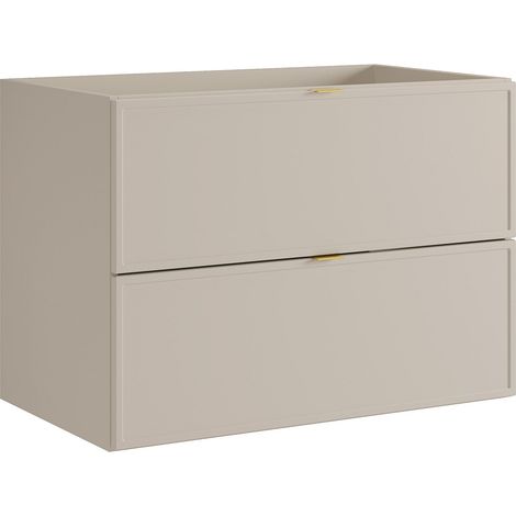 Mobile sotto lavabo sospeso con maniglie in metallo dorato Beige 80 cm - ONDIL