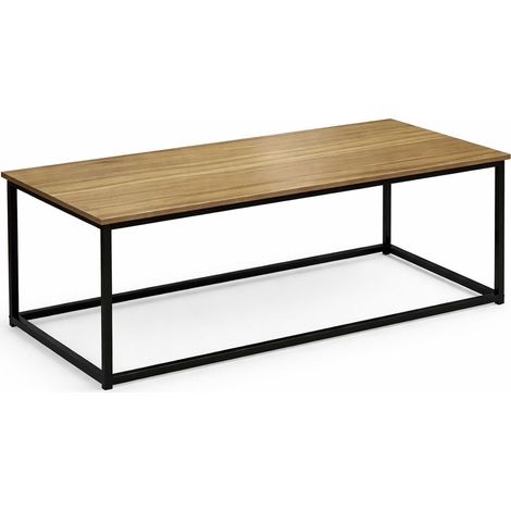 Home Heavenly® - Mesa centro rectangular KRAFT, estilo industrial con acabado roble y patas metálicas, resistente hasta 20 Kg Color: Roble