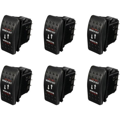6 entrées/sorties de treuil 12 V 20 A, interrupteur à bascule marche/arrêt/marche, LED rouge à 7 broches (1/4)