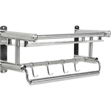 Étagère de salle de bain murale de 40 cm (15,7 pouces) en acier inoxydable 201, étanche et anticorrosion, avec crochets pour douche. (1/5)