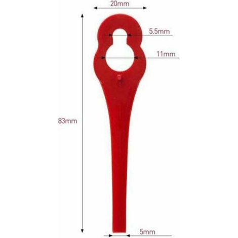 Lot de 100 Lames en Plastique de Rechange pour Coupe-Bordure Florabest LIDL FRTA 20 A1, FAT 18B3, FRT18A.