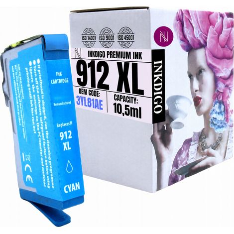 Tinta Inkdigo 912XL compatible con HP OfficeJet 8010 OfficeJet Pro 8010 8017 con certificación TÜV. (1/5)