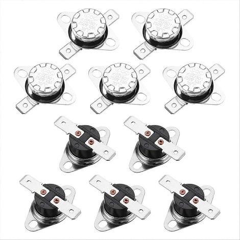 Lot de 10 thermostats KSD301 70 °C/158 °F 10 A normalement fermés, à disque clipsable et réglage de la température, pour micro-ondes et four. (1/5)