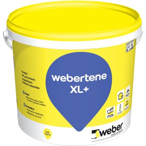 Weber Saint-Gobain Enduit de parement façades et murs intérieurs et extérieurs, 25kg, Pierre Claire, organique acrylosiloxane, WEBERTENE XL+