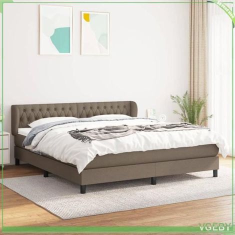 Sommier à lattes avec matelas - 3126505 - Tissu taupe - Matelas 180x200 ressorts ensachés - Tête de lit réglable (1/5)