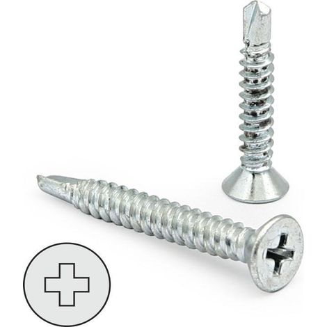 tornillo broca rosca chapa cabeza plana din 7504-p inoxidable larg.r/chapa 19mm ø rosca chapa 4.8mm (1/2)