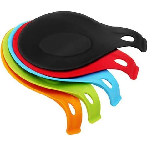 Un ensemble de 5 porte-cuillères en silicone. réutilisables.