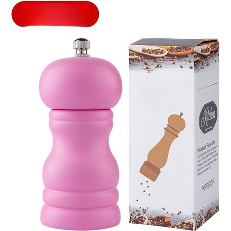 Moulin à poivre manuel de 10,2 cm en bois d'hévéa massif avec la (1/5)