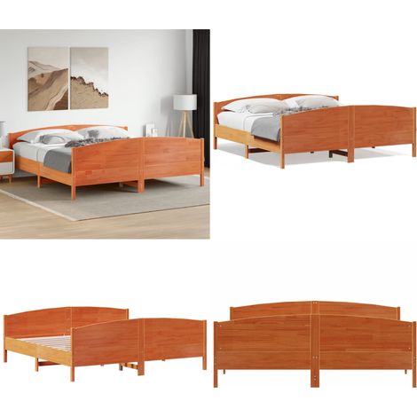 Massivholzbett ohne Matratze Wachsbraun 180x200 Kiefernholz - Holzbett - Kiefernholzbett - Massives Holzbett - Doppelbett - Bettrahmen - Home & Living