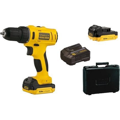 Stanley – Perceuse-visseuse 10.8 V 1.5 Ah Lithium – Moteur à 2 vitesses – Mandrin automatique 10 mm – 20 réglages de couple – Conception ergonomique