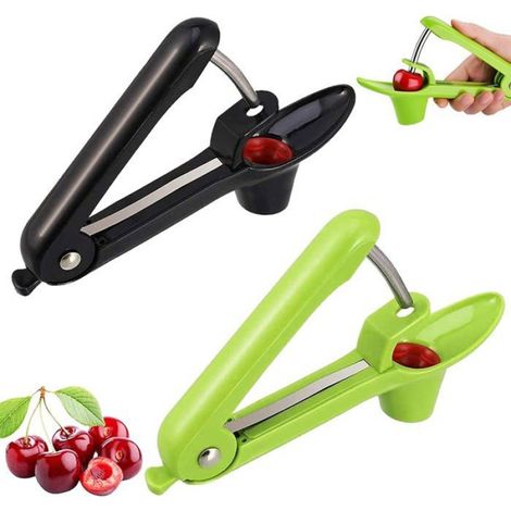Dénoyauteur Cerises Olives - Acier Inoxydable et Plastique ABS - Pour Préparation Cuisine Maison - 2 Pièces (1/5)
