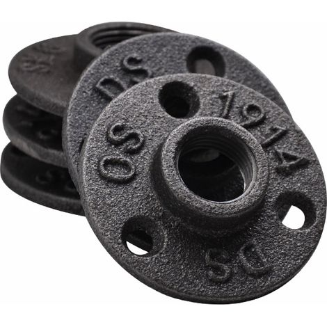 Lot de 10 brides de sol filetées en fonte noire 3/4" BSP avec vis pour mobilier industriel et décoration DIY (1/3)