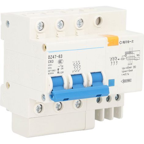 Disjoncteur Miniature 3P + N, interrupteur de Protection contre les fuites et les surcharges à la terre, 400V 63A (1/5)