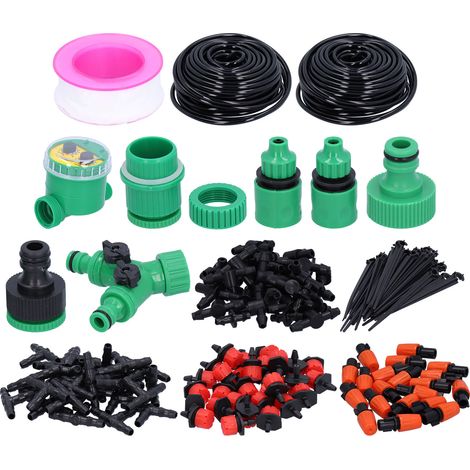 Lot de 30 goutteurs réglables avec programmateur, kit d'arrosage goutte-à-goutte pour système d'irrigation de jardin