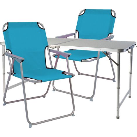 3-teiliges Campingmöbel Set 120x60x58/70cm Petrol-DMC330872+2xDPO2600P (1/3)