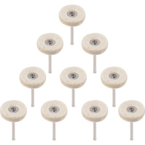 Set di 10 dischi lucidanti in feltro – 25 mm – per utensili rotanti – trapano/spazzola – con manico
