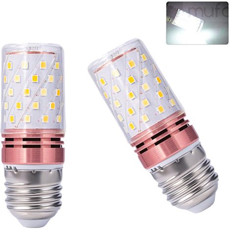 Ampoule maïs LED E27, ampoule maïs 16W, 1600lm, équivalent à une ampoule halogène 150W, économie d'énergie, 6000K froid - rose (pack de 2) (1/5)