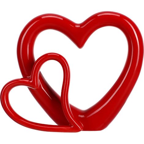 Sculpture Cœur Rouge en Céramique – Cœur Déco Romantique pour Décoration Maison, Déco Mariage, Décoration Salon, Cadeau De Noël (1/5)